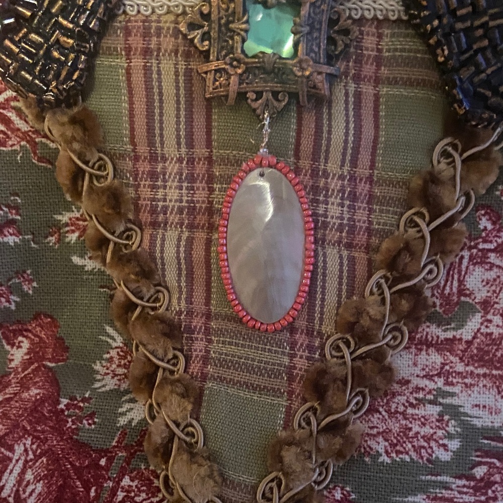 Mary Frances Red and Green Beaded Tote - Picture 4 of 11
